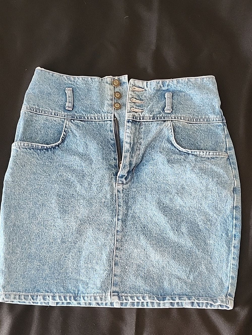 High-Rise Light Blue Denim A-Line Skirt